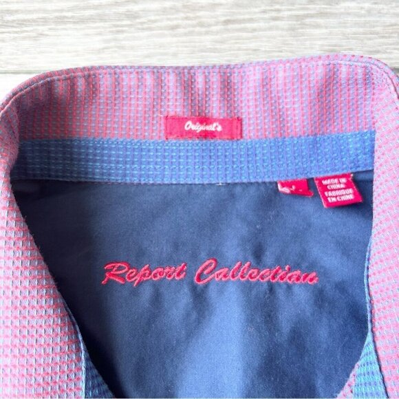 Report Collection Purple Waffle Pattern Pattern Button Down  Shirt - Picture 11 of 16